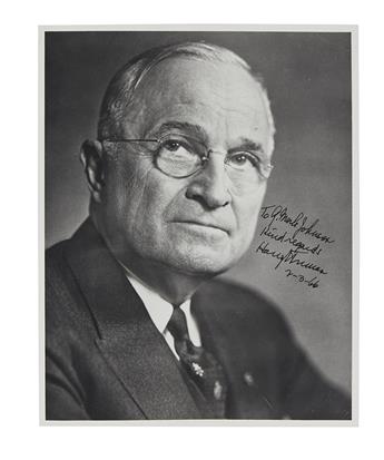 ROOSEVELT, FRANKLIN D.; AND HARRY S. TRUMAN. Three items: Typed Letter Signed by FDR, as President, to Senator Truman * Photograph Sign